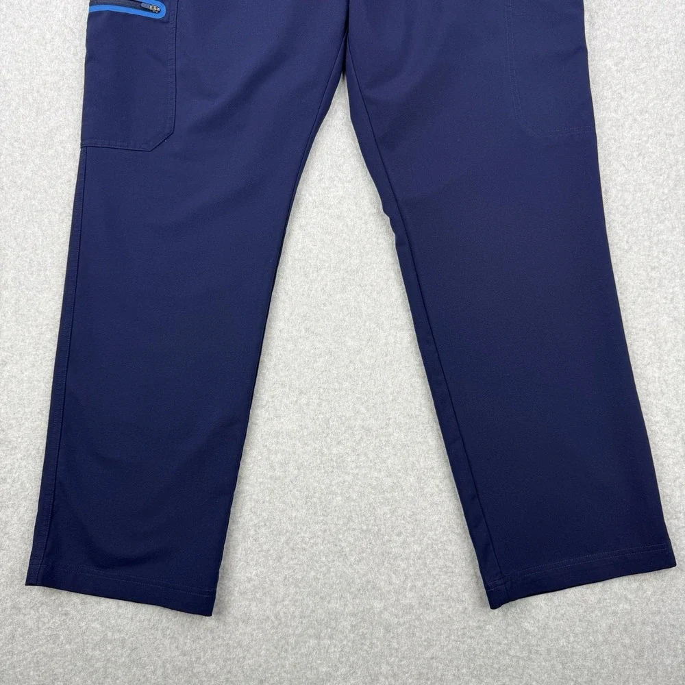 Figs Scrub Pants Mens 2XL Blue Cargo‎ Stretch Pockets Medical Nurse Drawstring